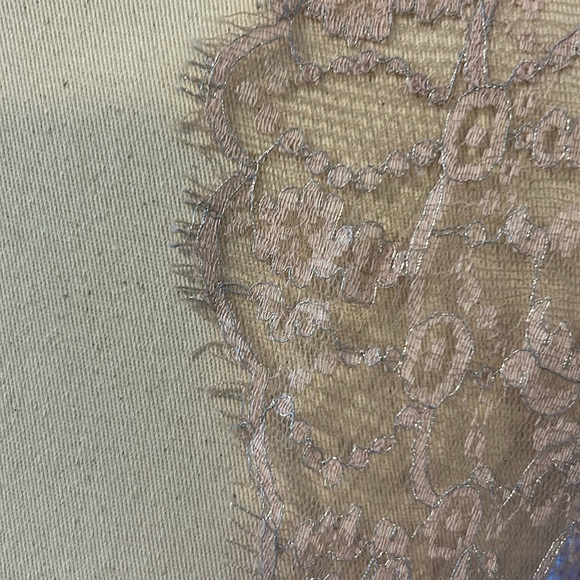 Theia size 8 formal wear, pink silk and lace midi length with keyhole back - Picture 5 of 8